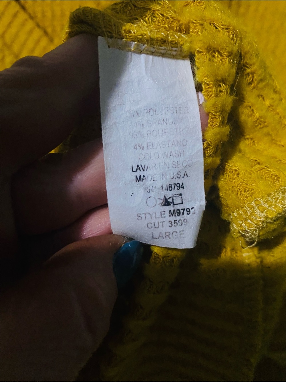 Oversized Waffle Knit V-Neck Sweater in Mustard - Picture 4 of 5